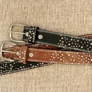 Studded Leather Womens Belt - Black & Brown